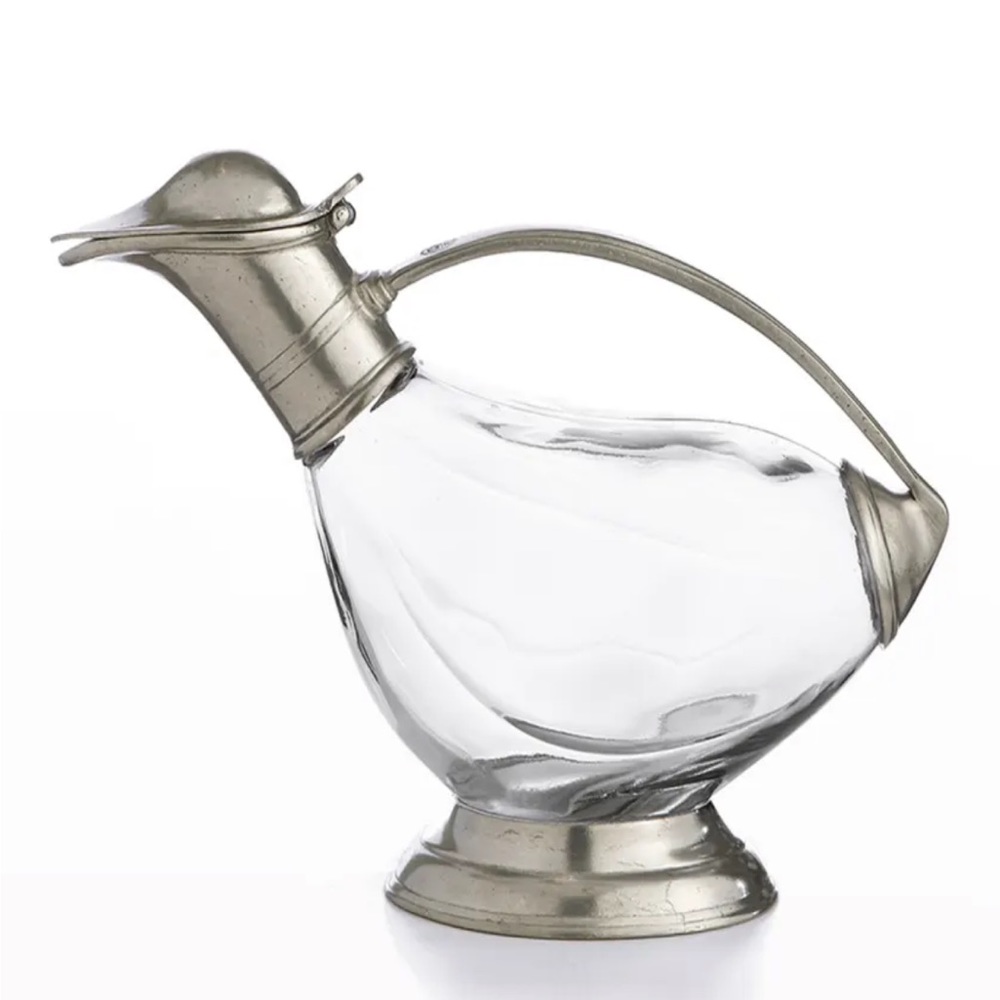 NWOT Arte Italica Taverna Duck Decanter - Pewter and Glass. Price Firm.